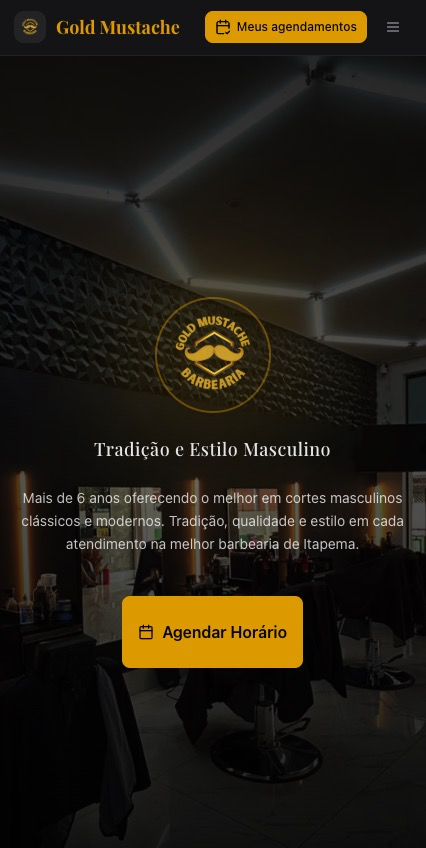 Página inicial da Gold Mustache Barbearia no mobile